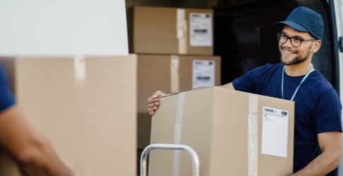 Regional carrier delivering packages.