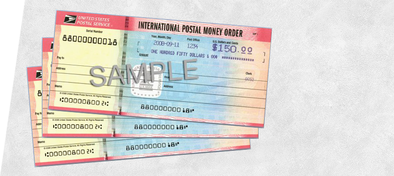 Sample international money order.