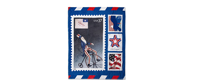 Patriotic Stamp Flannel Fleece Throw Blanket available in The Postal Store.