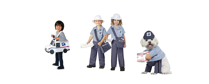 Kid and pet costumes available in The Postal Store.