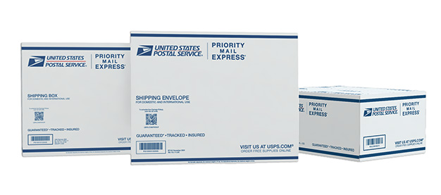 Priority mail Supplies available in The Postal Store.