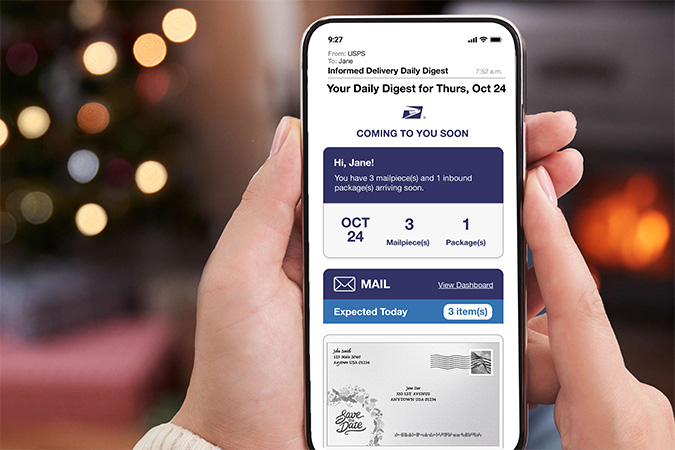 A smartphone showing a Informed Delivery Daily Digest email.
