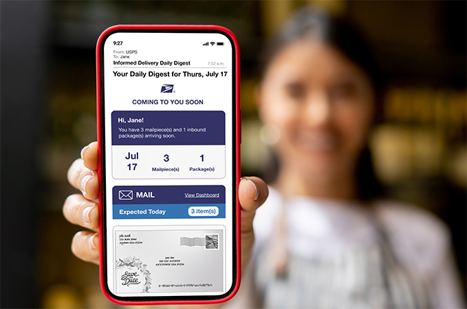 An Informed Delivery preview email on a smartphone.