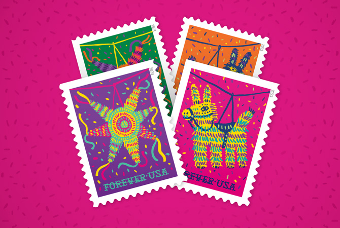 Piñatas! Forever Stamps.