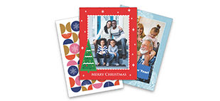 Examples of custom holiday photo cards.