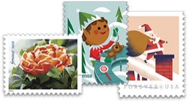 Holiday themed stamps.