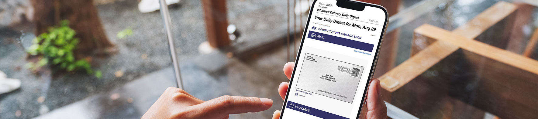 Smartphone open to the Informed Delivery application.